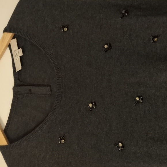 Loft Rhinestone Embellished Dress & Pullover Holidays Party Casual Comfy Sz M - Picture 4 of 13